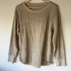 ユニクロ ワッフルクルーネックT レディース M アイボリー 2611205509260008