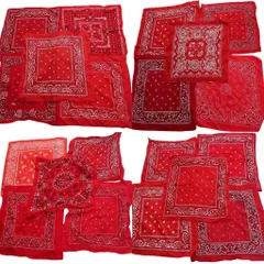 古着卸 まとめ売り ペイズリー柄 バンダナ 小物 20枚セット (ユニセックス ) レッド 赤 レッドホワイト 中古 古着 NA8014