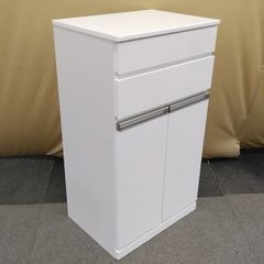 【中古】 キッチン収納 ハイカウンター　ダストボックス 光沢仕上げ レンジ台 引き出し カップボード ダイニングボード 食器棚