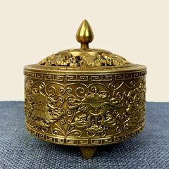 銅器 浮彫り龍鳳缶 茶葉缶 茶道具 装飾品 工芸品 置物 - メルカリ