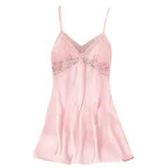 スリップ ネグリジェ ランジェリー インナーワンピース サテン レース 花柄 セクシー かわいい ひざ上丈 ペチコートパッド付 肩紐調節 黒 白 赤 su-006