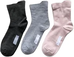 モードセレクト ソックス レディース 介護 靴下 片手で履ける 名前が書ける 無地 広い履き口 綿混 施設 病院 3足セット 色はお任せ G02(マルチカラー,  23-25)