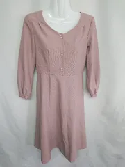 ◇ ⊇ BODY DRESSING PROPORTTION バックジップ パール 長袖 ロング ワンピース サイズ2 ピンク レディース E  【1409240040217】