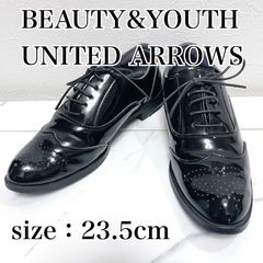 BEAUTY&YOUTH UNITED ARROWS エナメル調 レースアップシューズ ウィングチップ 黒 ブラック