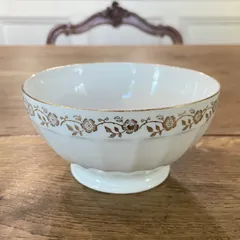フランス　アンティーク　カフェオレボウル　さくらんぼ　市松　大きなサイズ　美品 フランスアンティーク カフェオレボウル さくらんぼ | minon