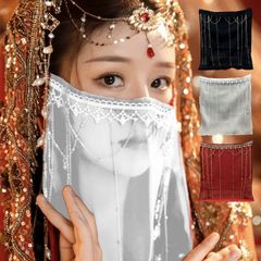 アラビアン 占い師 フェイスベール マスク 黒子 占い 時代劇 民族衣装 仮装 コスプレ ベール ベリーダンス オリエンタル アラビアン ステージ衣装 舞台衣装 ナイトクラブ ミステリアス ジャスミン アラジン ハロウィン インド サリー cr57n