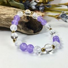 パープル＆イエロー ラウンド天然石ブレスレット Amazon.co.jp: 紫黄色