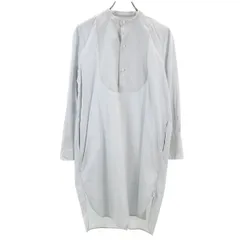 beautiful people ビューティフルピープル 日本製 ストライプ 長袖 ハーフボタン シャツワンピース 36 グレー×ホワイト レディース 古着