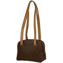 【在庫一掃】 セリーヌ CELINE マカダム柄 ショルダーバッグ ショルダーバッグ レザー ブラウン レディース 【中古】