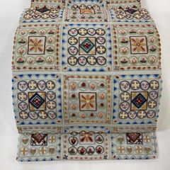 袋帯 美品 逸品 引箔本金紹巴 菱重ね鏡文 金糸 金色 お太鼓柄 正絹 袋帯 美品 逸品 引箔本金紹巴 菱重ね鏡文 金糸 金色 お太鼓柄