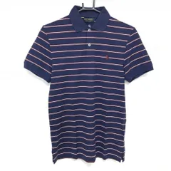【新品】ポロゴルフ 半袖ポロシャツ ネイビー×ボルドー ボーダー メンズ XS ゴルフウェア Ralph Lauren