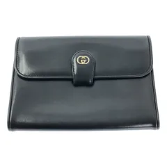 GUCCI / グッチ | OLD / オールド レザー ロゴ セカンドバッグ ポーチ | ブラック | レディース