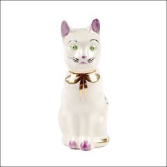 Ceramic white cat coin bank　陶器製　猫　ネコ　コインバンク　貯金箱　白猫　ヴィンテージ　中古　1970s-90s　【USED】