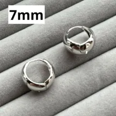 a5フープピアス　シルバー925 金属アレルギー対応　シンプル　ぽってり　7mm