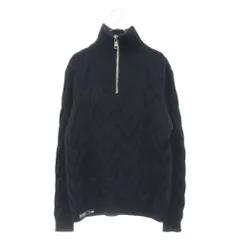 BALMAIN (バルマン) Half Zip Cable Knit ハーフジップ ケーブルニット セーター ブラック KF020KD26のサムネイル