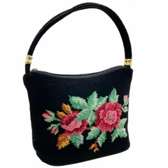フェイラー ハンドバッグ バラ ミニバッグ シュニール織 綿 ブラック 黒 マルチカラー FEILER バラ フラワー 花柄 ミニハンドバッグ ワンハンドルバッグ 手提げ バック カバン 鞄 レディース 女性 【中古】