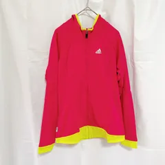 訳あり 新品 未使用 タグ付き 定価5,880円 adidasアディダス CLIMALITE クライマライト レディース フルジップ パーカー S ピンク イエロー フード 薄手 スポーツウェア UVカット 吸水 速乾 オシャレ かっこいい