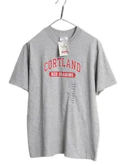 【お得なクーポン配布中!】 デッドストック 90s USA製 2段 カレッジ プリント 半袖 Tシャツ キッズ XL メンズ M 程/ オールド シングルステッチ ヘビーウェイト グレー