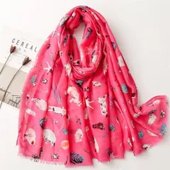大判 ストール 猫 ネコ ねこ柄 花柄 大判 春 春物 夏 秋 レディース ガーゼ 柔らかい 明るめ ピンク 新品 ショッキングピンク 180㎝×85㎝ 長め コットン 薄手 綿 透け 通年 膝掛け 日除け 軽量 持ち運び 母の日 プレゼント ギフトにおすすめ