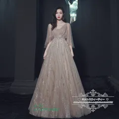 カラードレス シャンパン ブラック カクテルドレス ロングドレス パーティードレス 発表会 演奏会 イブニングドレス 大人 ステージドレス シンプル フォーマル  vii2f415682