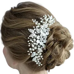エレガントシルバーコームタイプ Lanx. ヘッドドレス 髪飾り ブライダル ウェディング ヘアアクセサリー 小枝 ヘアピン コーム 花嫁 バレッタ クリップ カチューシャ ビジュー 髪留め ジュエリー アクセサリー 結婚式 パーティー 披露宴 発表会 ウェデ