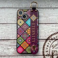 iPhone15 ケース iPhone14 Pro Max Plus iPhone13 iPhone12 iPhoneSE3 SE2 iPhone11 スマホ 携帯 ケース カバー おしゃれ 韓国 流行り ベルト エスニック柄  カメラ保護 161b