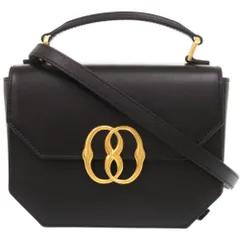 未使用品 バリー ミニエンブレムフォリオ 牛革 ゴールド金具 ブラック 黒ハンドバッグ 0624 BALLY
