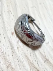 【片耳用】ハワイアンジュエリー調 ドロップフープピアス　スチールシルバー　サージカル　つけっぱなし