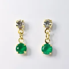 グリーンオニキス 天然石 4mm クリスタルストーン ピアス