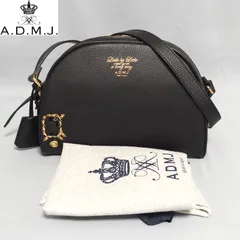 新品同様　ADMJ ジェイ スワロフスキー ショルダー バッグ ブラック　ブルー A.D.M.J. - 新品同様 ADMJ 牛革シュリンクレザー スワロ付