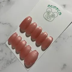 ㉒【ネイルチップ】ジェルネイル マグネットネイル ワンカラー ピンク サーモンピンク  可愛い キラキラ シンプル オフィスネイル 大人ネイル フレンチ風 シアーネイル オリジナル サイズ変更可 オーダー受付中