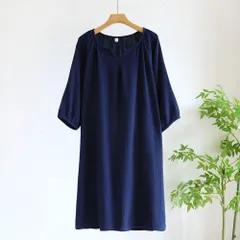 ☆ ネイビー ☆ L ☆ ガーゼ ワンピース ルームウェア 七分袖 ワンピース ルームウェア 七分袖 レディース 部屋着 ホームウェア ルームワンピ ルームワンピース ワンピ 着るタオル パジャマ ネグリジェ 寝巻き 寝巻 二重ガーゼ ガーゼ 7分袖