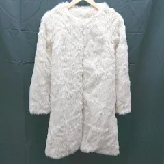 ◇ MERCURY DUO ファー ノーカラー ロング丈 フック釦 サラサラ 長袖 コート サイズF ベージュ レディース E  【1304050045912】