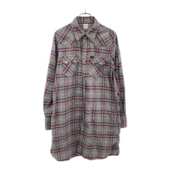 リー エージーバイアクアガール チェック 長袖 ウエスタン シャツワンピース M グレー系 Lee AGbyaquagirl レディース 古着 【240429】