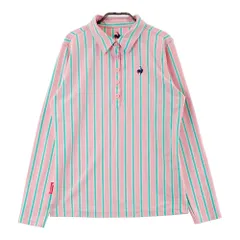 サイズ：L LE COQ GOLF ルコックゴルフ  長袖ポロシャツ ストライプ柄 ピンク系 [240101383647]# ゴルフウェア レディース ストスト