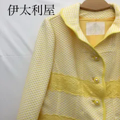 伊太利屋 イタリヤ ジャケット 11号 イエロー ホワイト レース ライン 春夏 薄手 日本製 アウター レディースのサムネイル