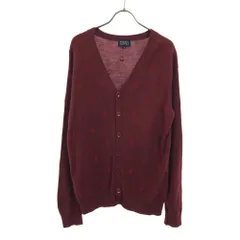 パーリーゲイツ ウールブレンド ゴルフ 長袖 Vネック ニットカーディガン 4 ワインレッド PEARLY GATES メンズ