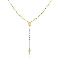 金メッキ 聖母マリア 18K ロザリオ ビーズ クロス Barzel ネックレス - ブラジル製