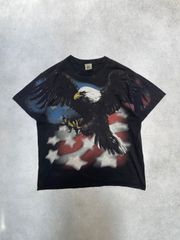 【 06'y LIQUID BLUE 】両面プリント　半袖Tシャツ　アニマル　ワシ　鷲　黒　XL