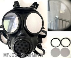 MFJ08ガスマスク用レンズ  銀　シルバーミラー  フィルム GasMask　外付けリング付