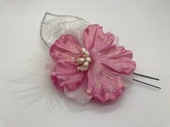 髪飾り ピンク･白 花  421-a0017