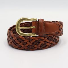 COACH ブラウンレザー編み込みベルト - メルカリ