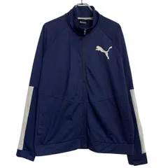 PUMA ロゴジャージ XL ネイビー プーマ ジップアップ ビッグサイズ ラグラン ライン 切替 スポーティー 古着卸 アメリカ仕入 a701-7261