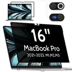 新品 MacBook Pro 16インチ (2021-2024 M1 M2 M3 M4) 用覗き見防止、簡単にオン/オフ、取り外し可能 粘着式 プライバシーフィルター のぞき見防止 フィルム 反射防止 ブルーライトカット 、Mac Pro 16インチ用