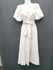 ◇ NICE CLAUP ナイスクラップ 半袖 膝下丈 ワンピース サイズF ライトベージュ レディース P  【1408200015142】