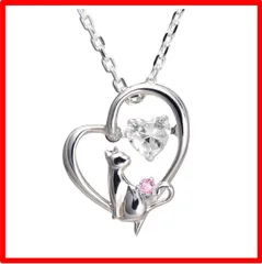 【送料無料 】GemType: １０月：ピンクトルマリン [未来天使] ネックレス レディース ハート 猫 ダンシングストーン シルバー 選べる 誕生石 【ホワ