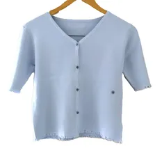 ミスティック mystic 半袖レイヤードカーディガン 　青色　水色　カーディガン　半袖　フリーサイズ