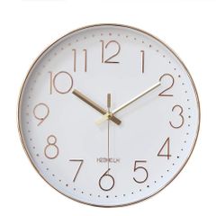 【新着商品】(白地にゴールド) 30cm 玄関 掛時計 インテリア 北欧 部屋 壁掛け時計 静音 連続秒針 おしゃれ 掛け時計 HZDHCLH