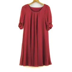 ストロベリーフィールズ ワンピース 5分袖 ブランド トップス 日本製 赤 レディース 2サイズ レッド STRAWBERRYFIELDS 【中古】