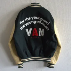 激レア】VAN JACKET スタジャン 紺×茶 袖レザー L - メルカリ